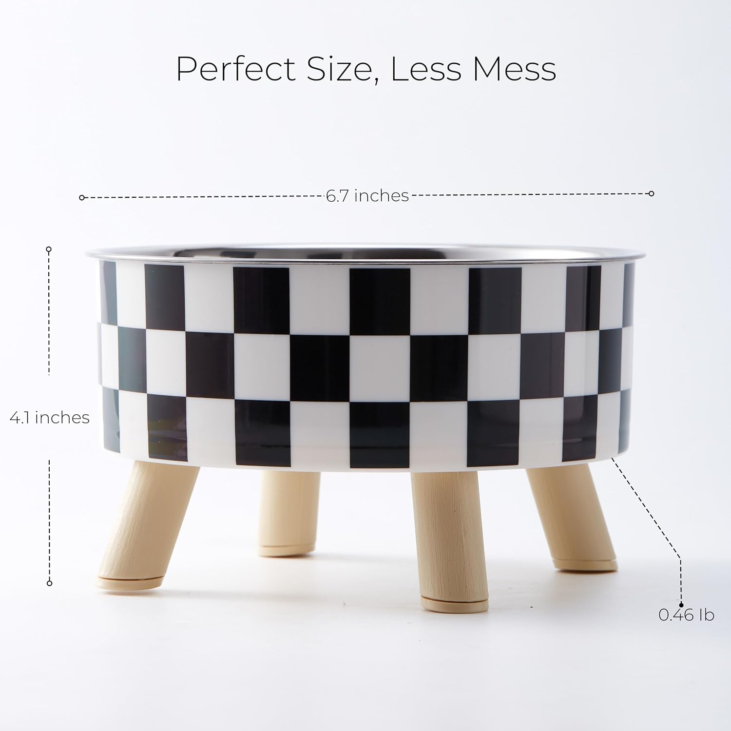 Elevated Pet Bowl with Legs - Checkered Stainless Steel