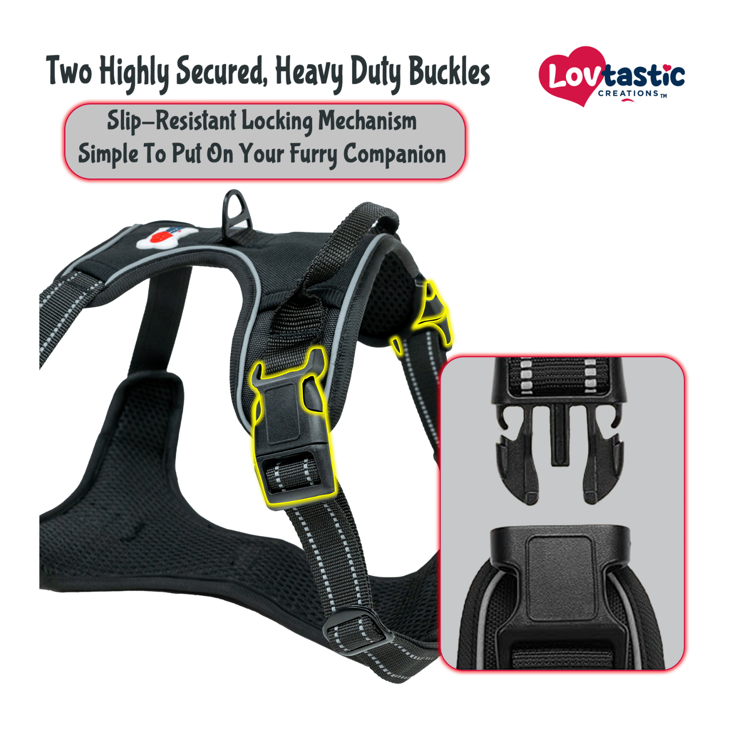 Lovtastic Creations™ No-Pull Dog Harness - with Strong & Durable Dog Leash & Free Poopbag Holder 3pcs Set | Reflective No-Choke Pet Harness