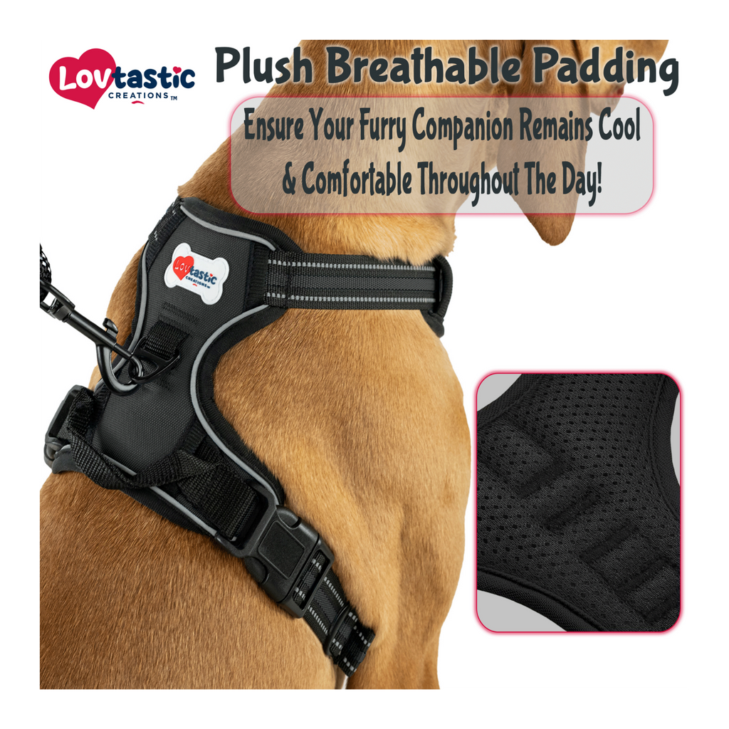Lovtastic Creations™ No-Pull Dog Harness - with Strong & Durable Dog Leash & Free Poopbag Holder 3pcs Set | Reflective No-Choke Pet Harness