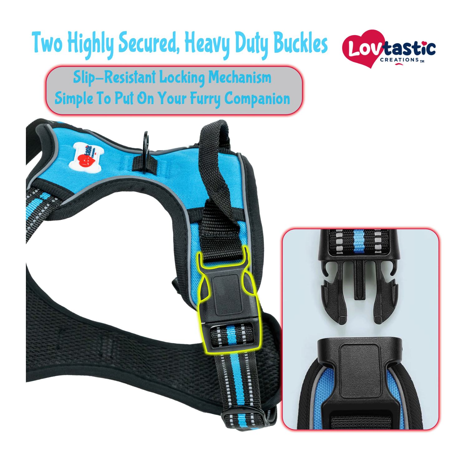 Lovtastic Creations™ No-Pull Dog Harness - with Strong & Durable Dog Leash & Free Poopbag Holder 3pcs Set | Reflective No-Choke Pet Harness