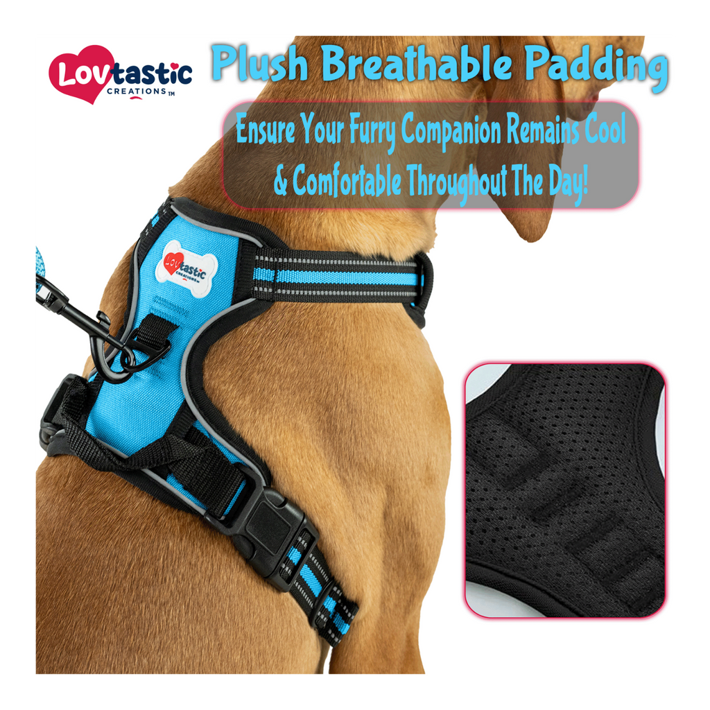 Lovtastic Creations™ No-Pull Dog Harness - with Strong & Durable Dog Leash & Free Poopbag Holder 3pcs Set | Reflective No-Choke Pet Harness