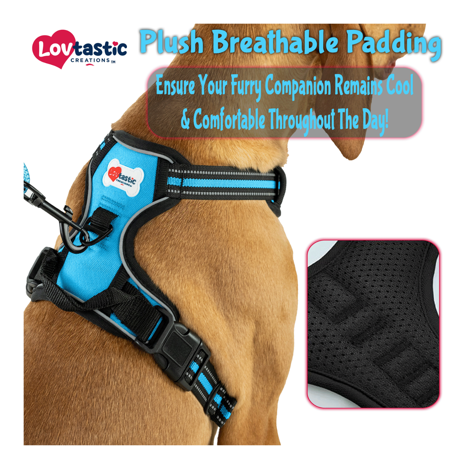 Lovtastic Creations™ No-Pull Dog Harness - with Strong & Durable Dog Leash & Free Poopbag Holder 3pcs Set | Reflective No-Choke Pet Harness