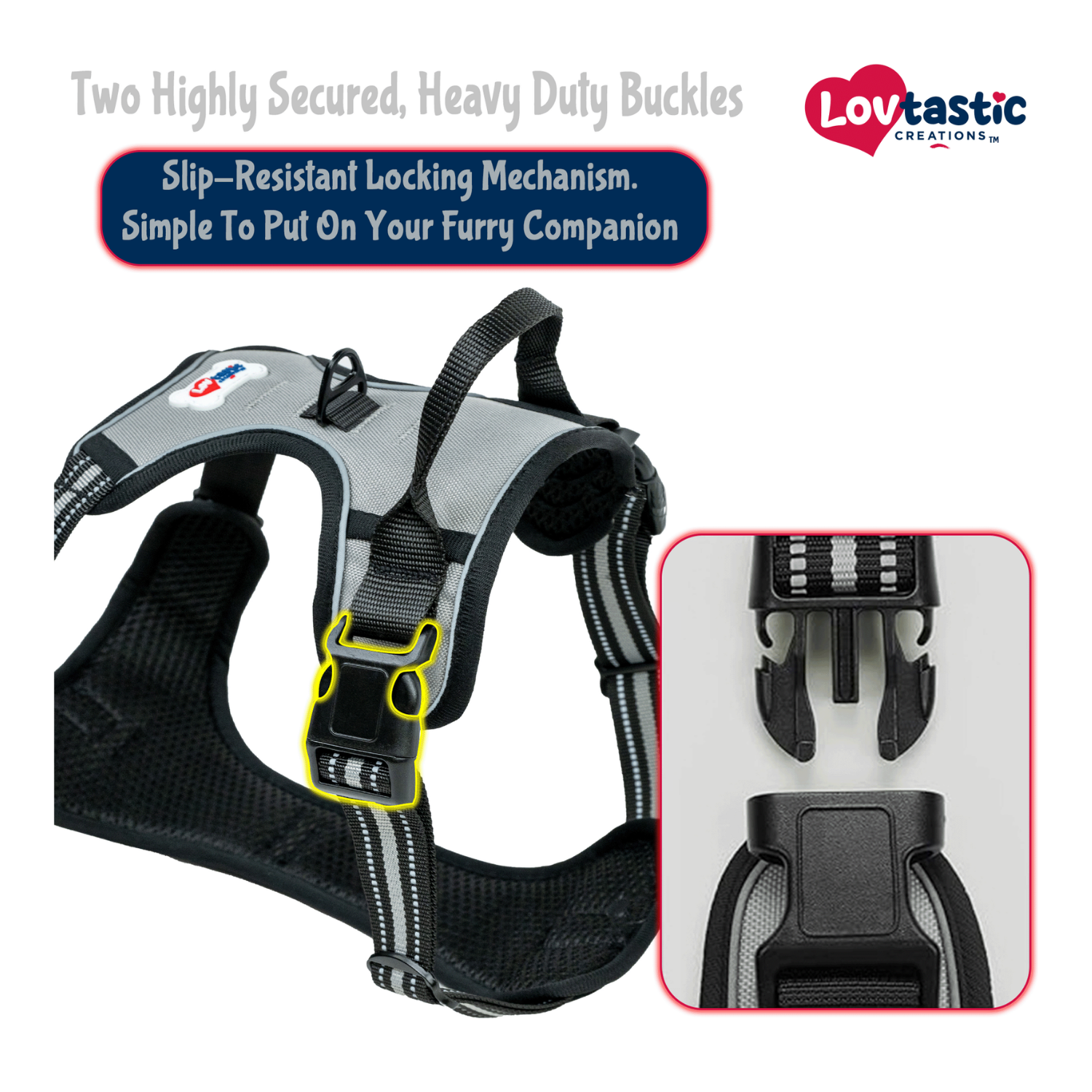 Lovtastic Creations™ No-Pull Dog Harness - with Strong & Durable Dog Leash & Free Poopbag Holder 3pcs Set | Reflective No-Choke Pet Harness