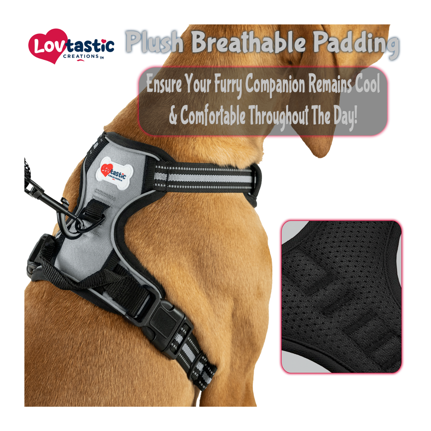 Lovtastic Creations™ No-Pull Dog Harness - with Strong & Durable Dog Leash & Free Poopbag Holder 3pcs Set | Reflective No-Choke Pet Harness