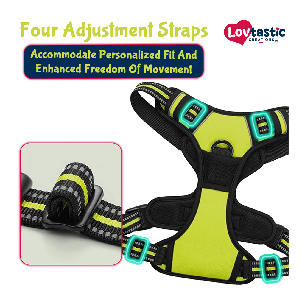 Lovtastic Creations™ No-Pull Dog Harness - with Strong & Durable Dog Leash & Free Poopbag Holder 3pcs Set | Reflective No-Choke Pet Harness