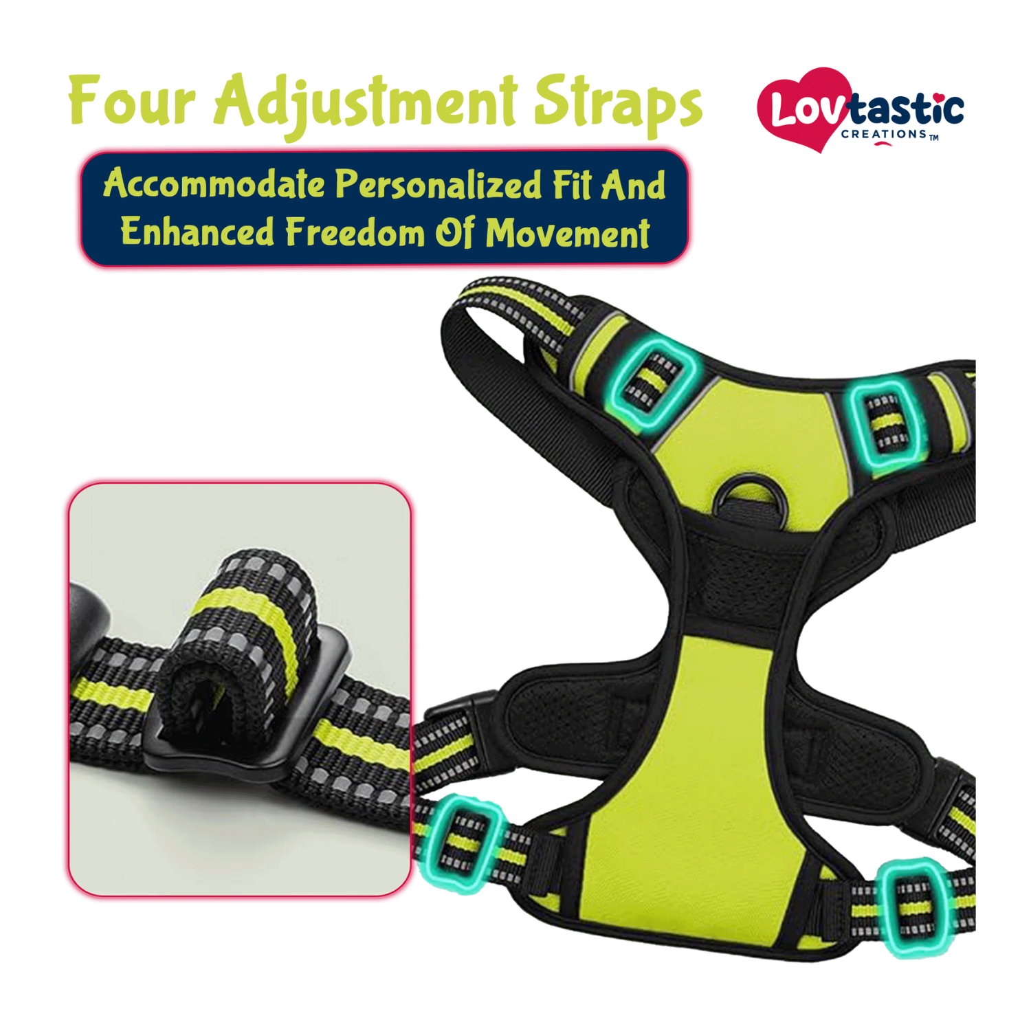 Lovtastic Creations™ No-Pull Dog Harness - with Strong & Durable Dog Leash & Free Poopbag Holder 3pcs Set | Reflective No-Choke Pet Harness