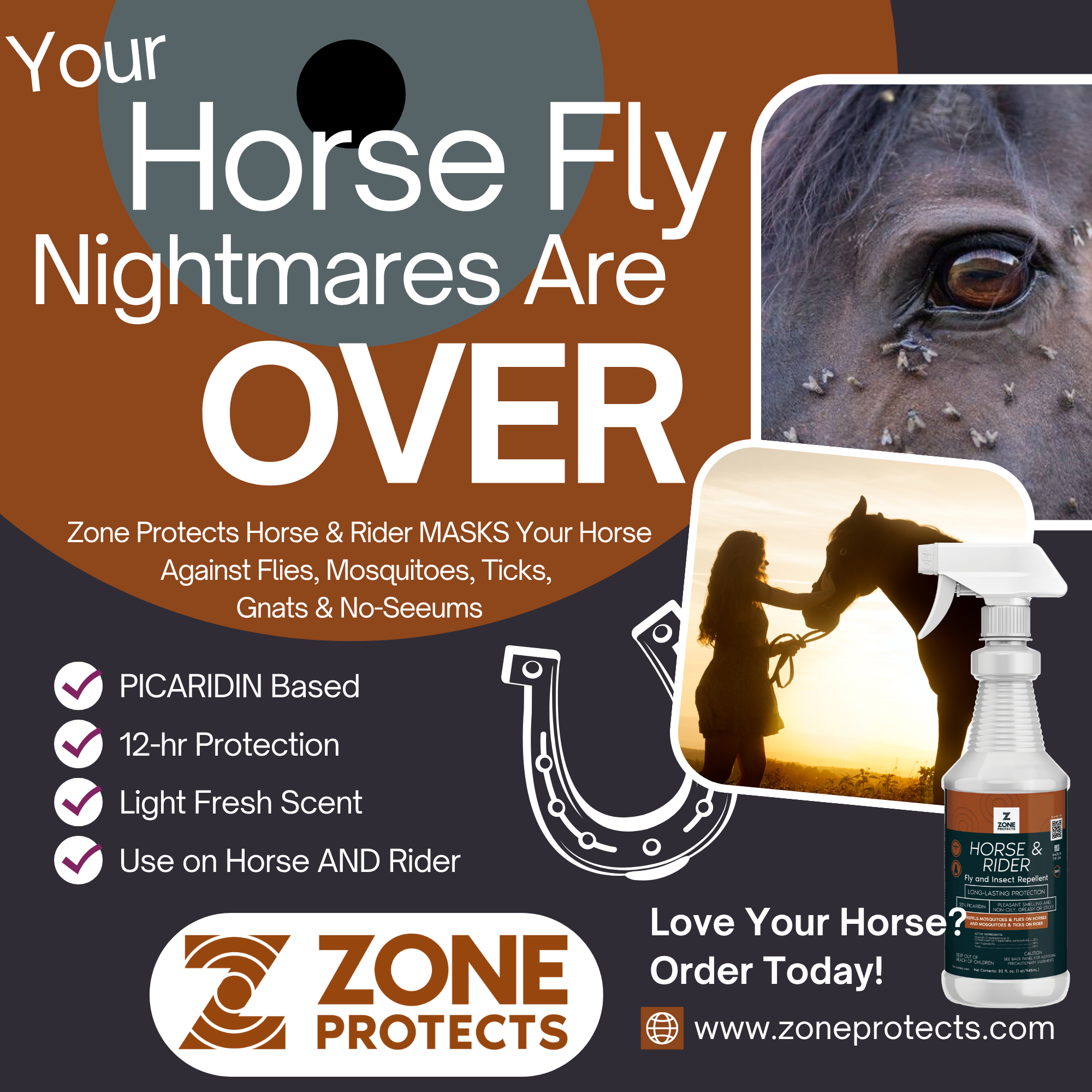 Horse & Rider Fly & Insect Repellent Spray, 32oz Trigger Sprayer