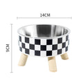 Elevated Pet Bowl with Legs - Checkered Stainless Steel