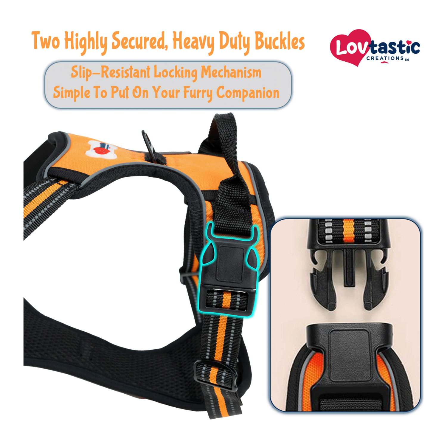 Lovtastic Creations™ No-Pull Dog Harness - with Strong & Durable Dog Leash & Free Poopbag Holder 3pcs Set | Reflective No-Choke Pet Harness