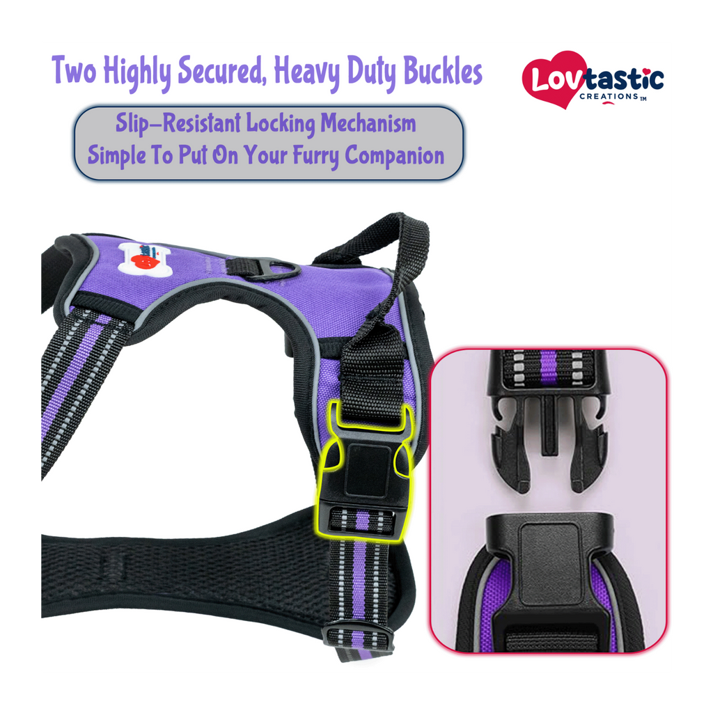 Lovtastic Creations™ No-Pull Dog Harness - with Strong & Durable Dog Leash & Free Poopbag Holder 3pcs Set | Reflective No-Choke Pet Harness