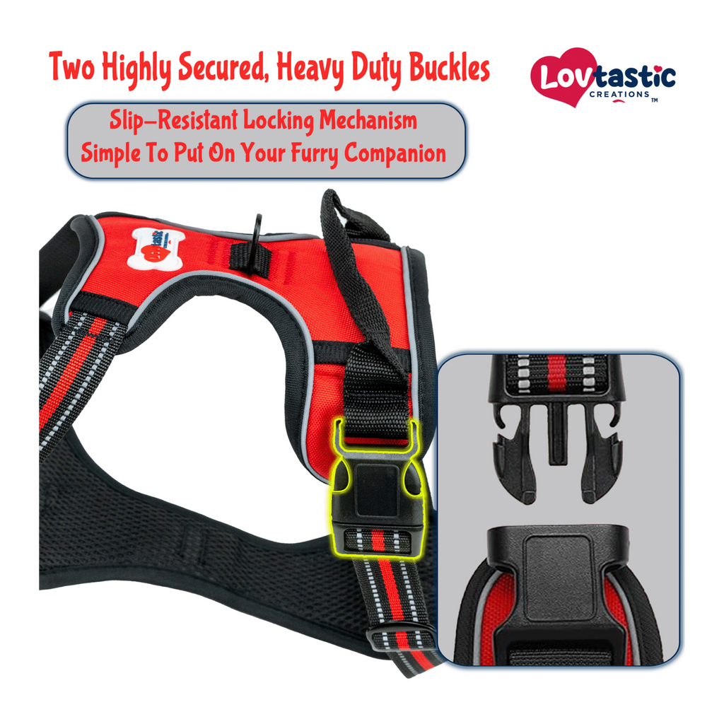 Lovtastic Creations™ No-Pull Dog Harness - with Strong & Durable Dog Leash & Free Poopbag Holder 3pcs Set | Reflective No-Choke Pet Harness