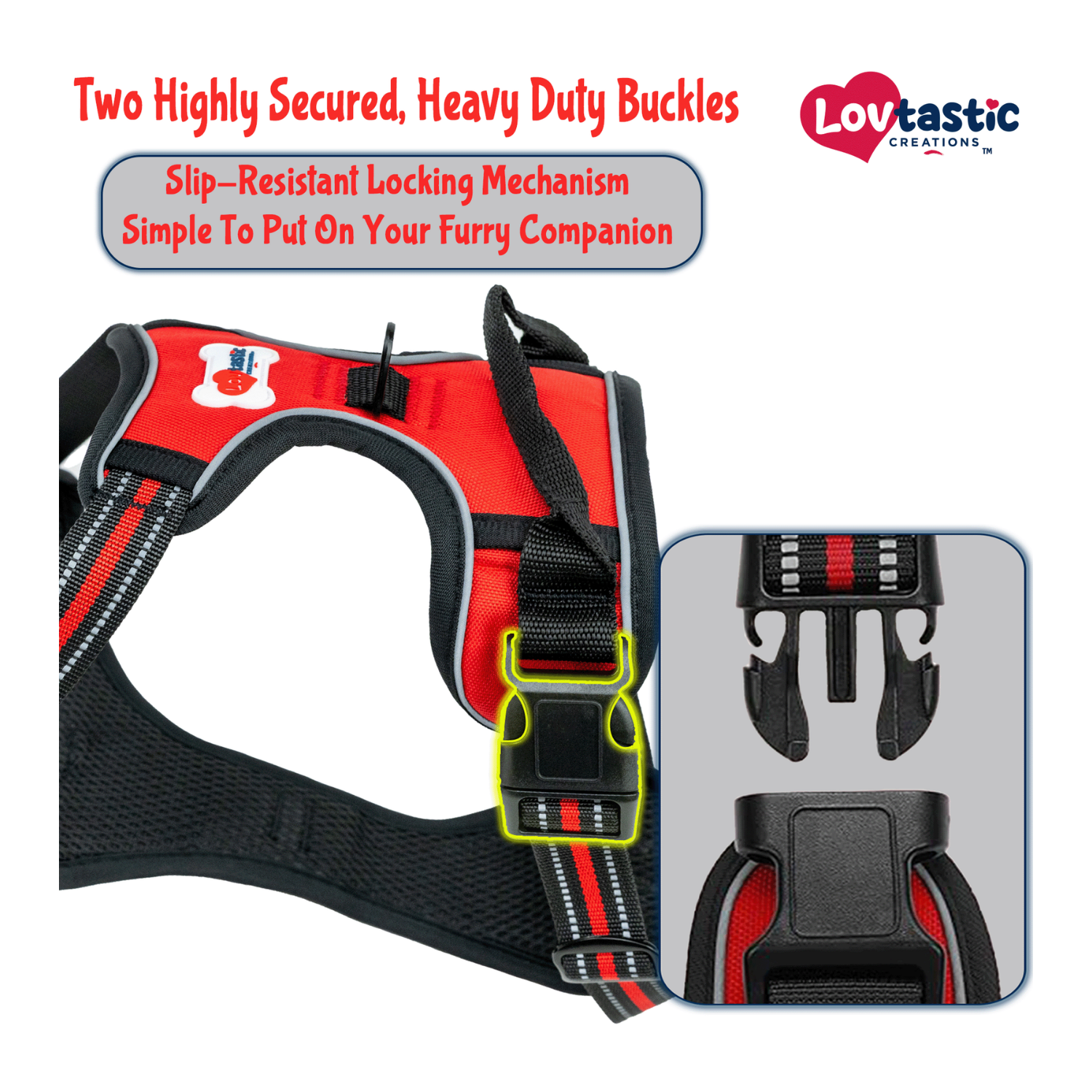 Lovtastic Creations™ No-Pull Dog Harness - with Strong & Durable Dog Leash & Free Poopbag Holder 3pcs Set | Reflective No-Choke Pet Harness