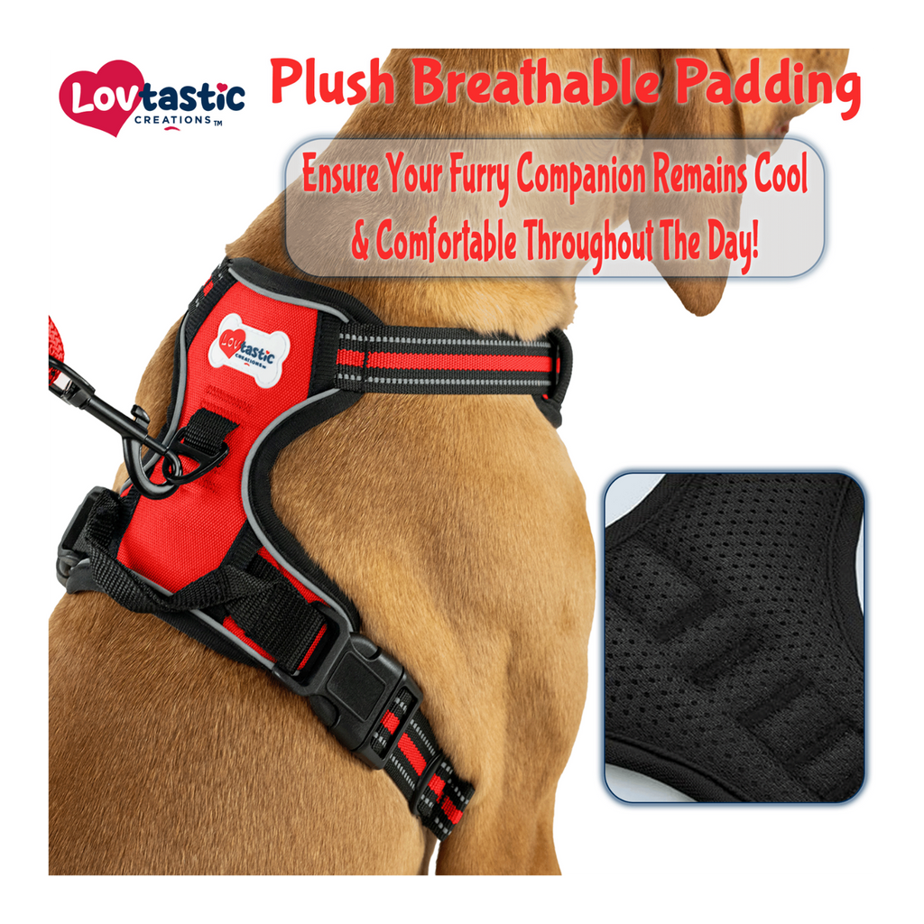 Lovtastic Creations™ No-Pull Dog Harness - with Strong & Durable Dog Leash & Free Poopbag Holder 3pcs Set | Reflective No-Choke Pet Harness