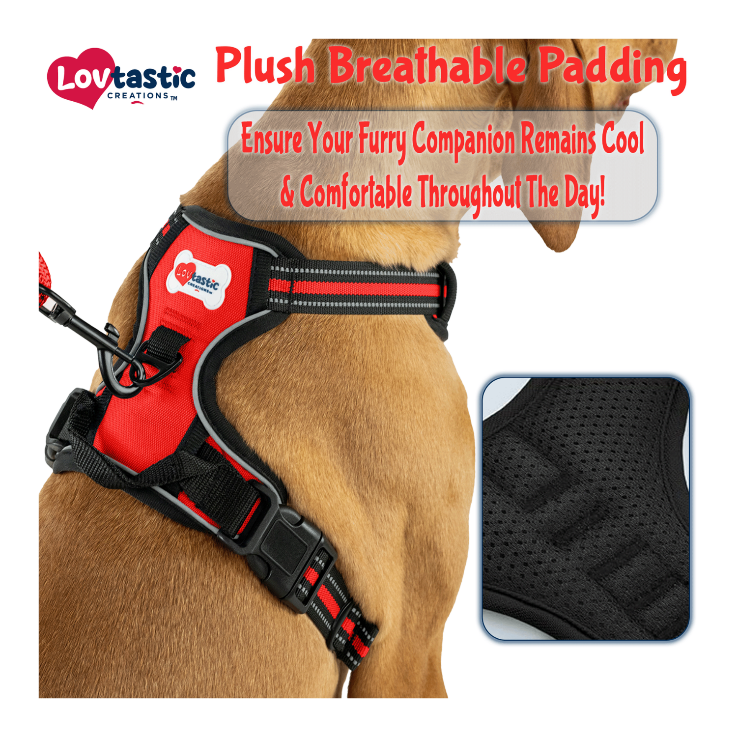 Lovtastic Creations™ No-Pull Dog Harness - with Strong & Durable Dog Leash & Free Poopbag Holder 3pcs Set | Reflective No-Choke Pet Harness