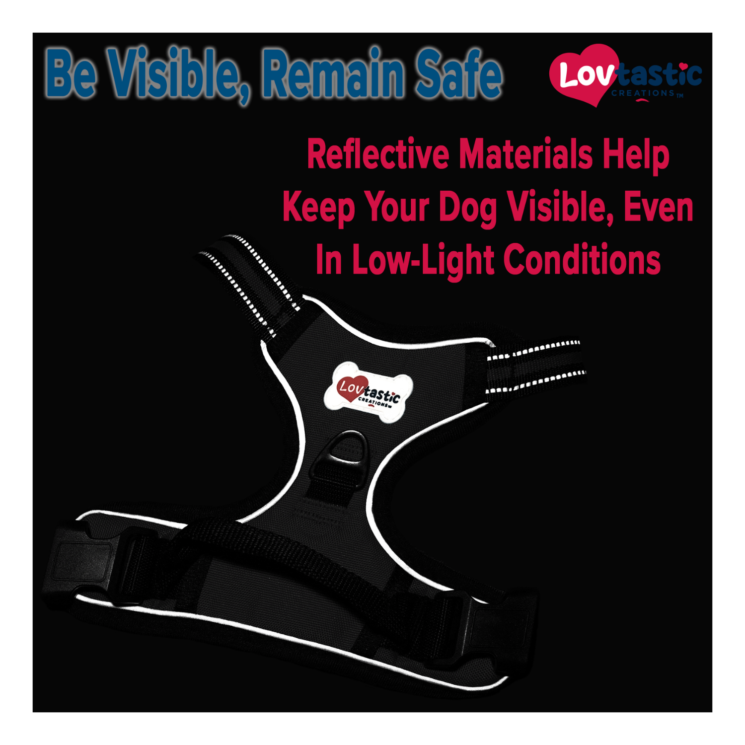 Lovtastic Creations™ No-Pull Dog Harness - with Strong & Durable Dog Leash & Free Poopbag Holder 3pcs Set | Reflective No-Choke Pet Harness