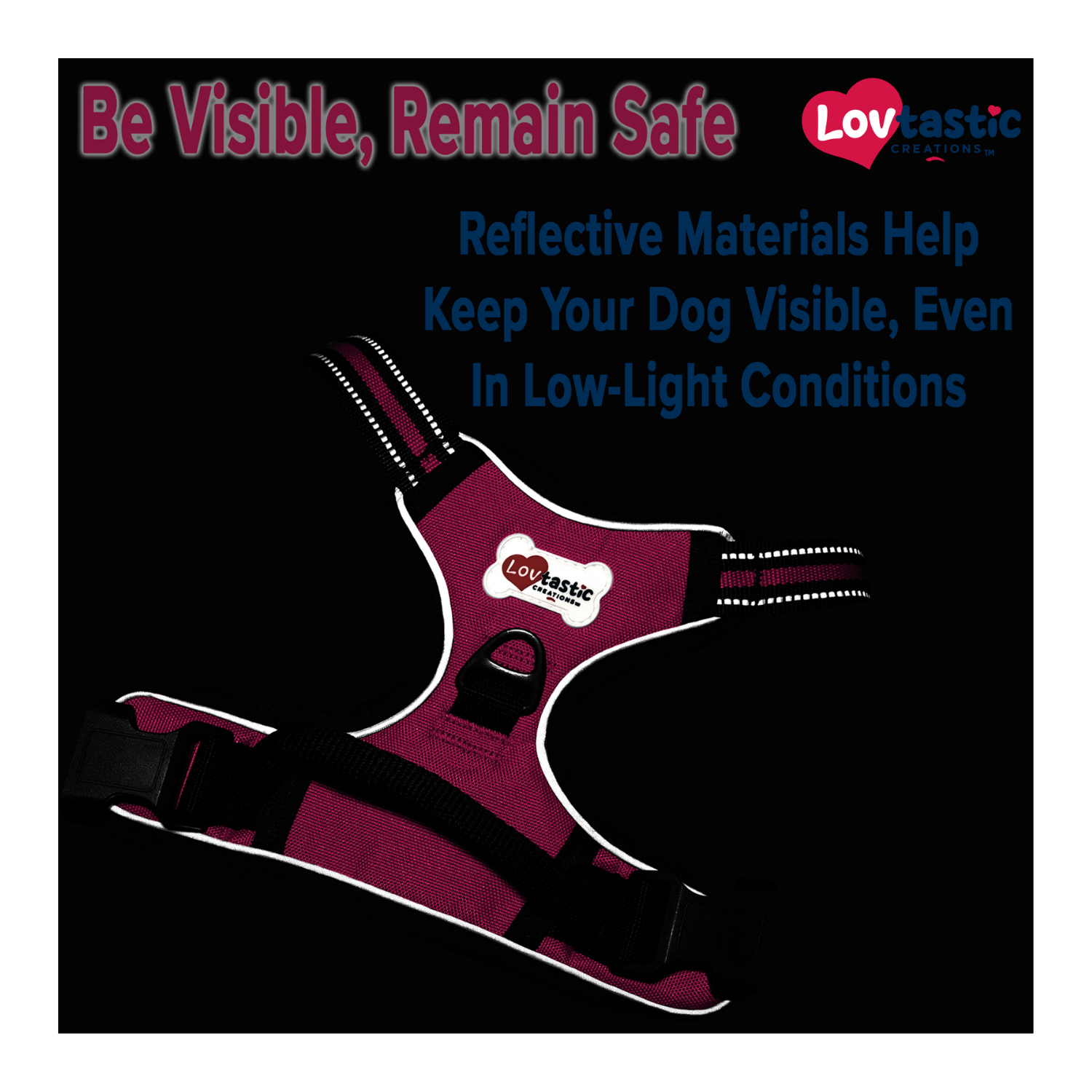 Lovtastic Creations™ No-Pull Dog Harness - with Strong & Durable Dog Leash & Free Poopbag Holder 3pcs Set | Reflective No-Choke Pet Harness