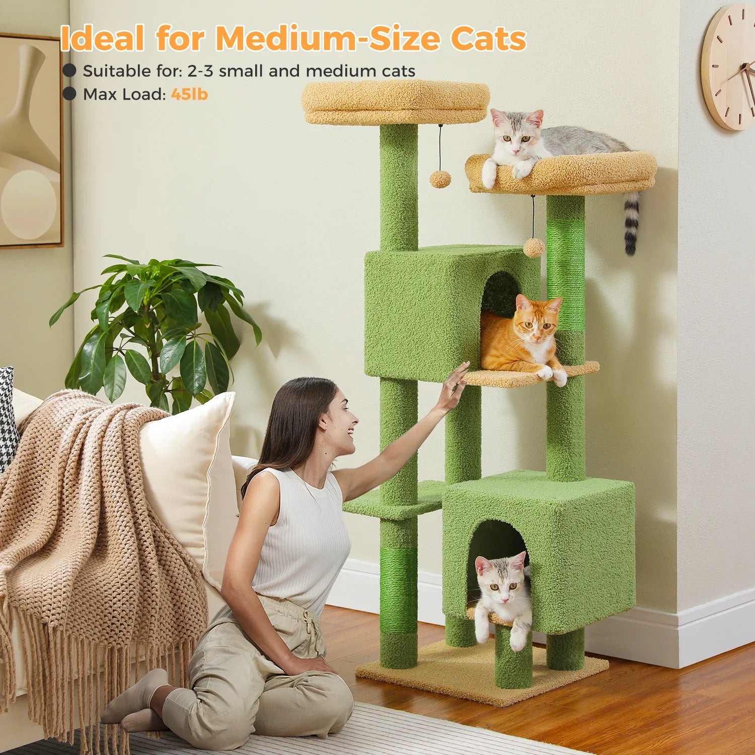 PAWZ Road Cactus Cat Tree for Indoor Cats With Scratching Posts