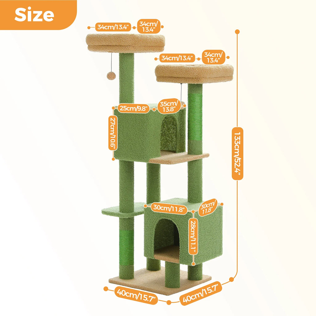 PAWZ Road Cactus Cat Tree for Indoor Cats With Scratching Posts