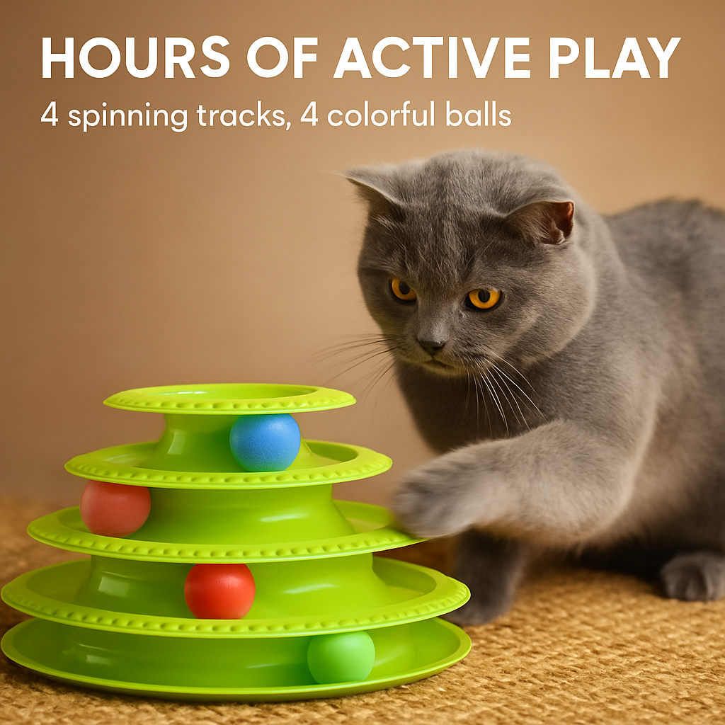 Cat Track Tower Toy with Multi-Layer Track System