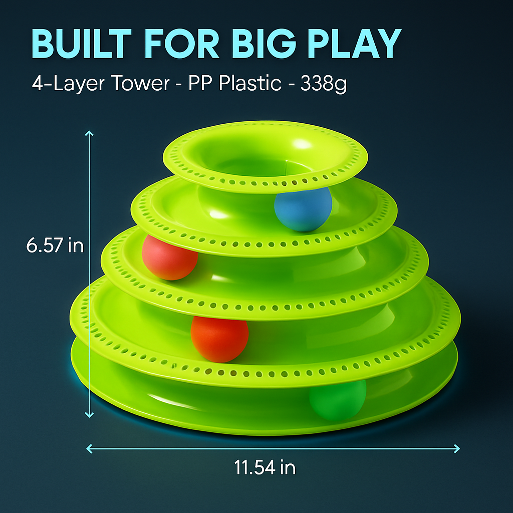Cat Track Tower Toy with Multi-Layer Track System