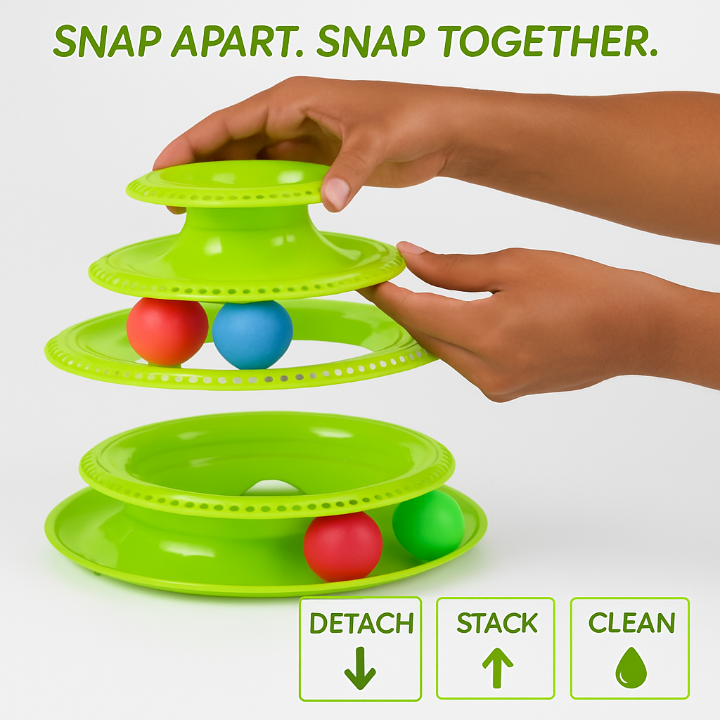 Cat Track Tower Toy with Multi-Layer Track System