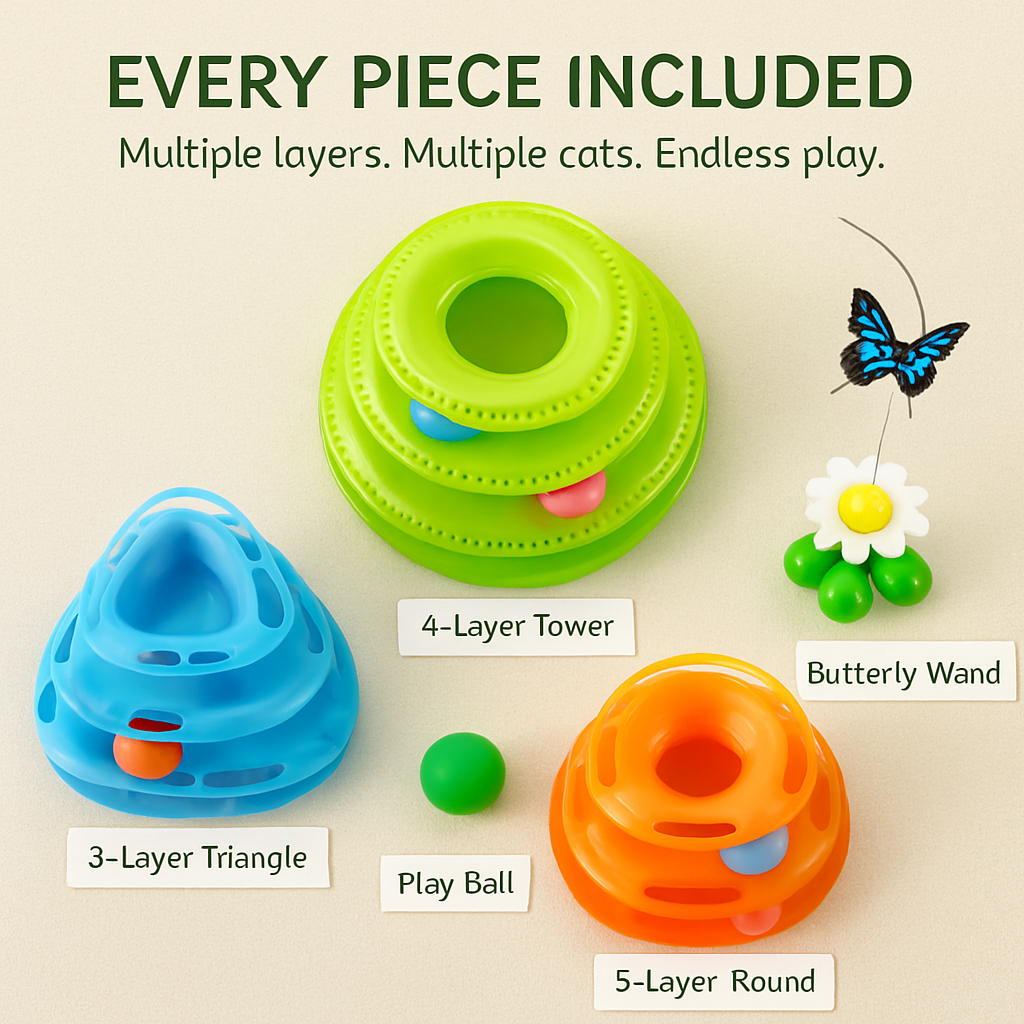 Cat Track Tower Toy with Multi-Layer Track System