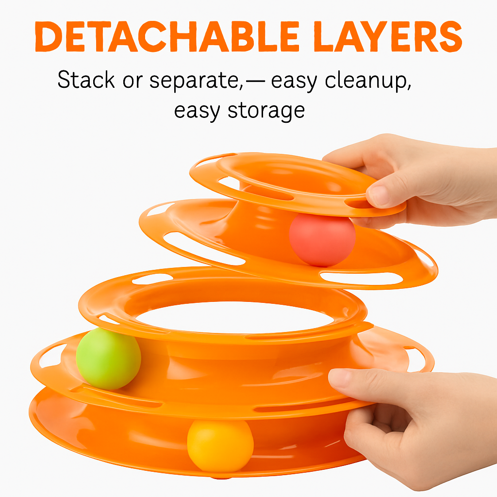 Cat Track Tower Toy with Multi-Layer Track System