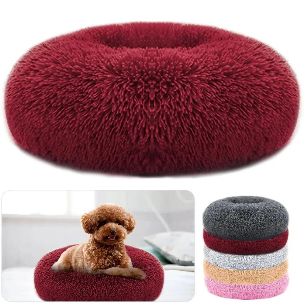 Plush Fleece Donut Pet Bed for Cats and Small Dogs