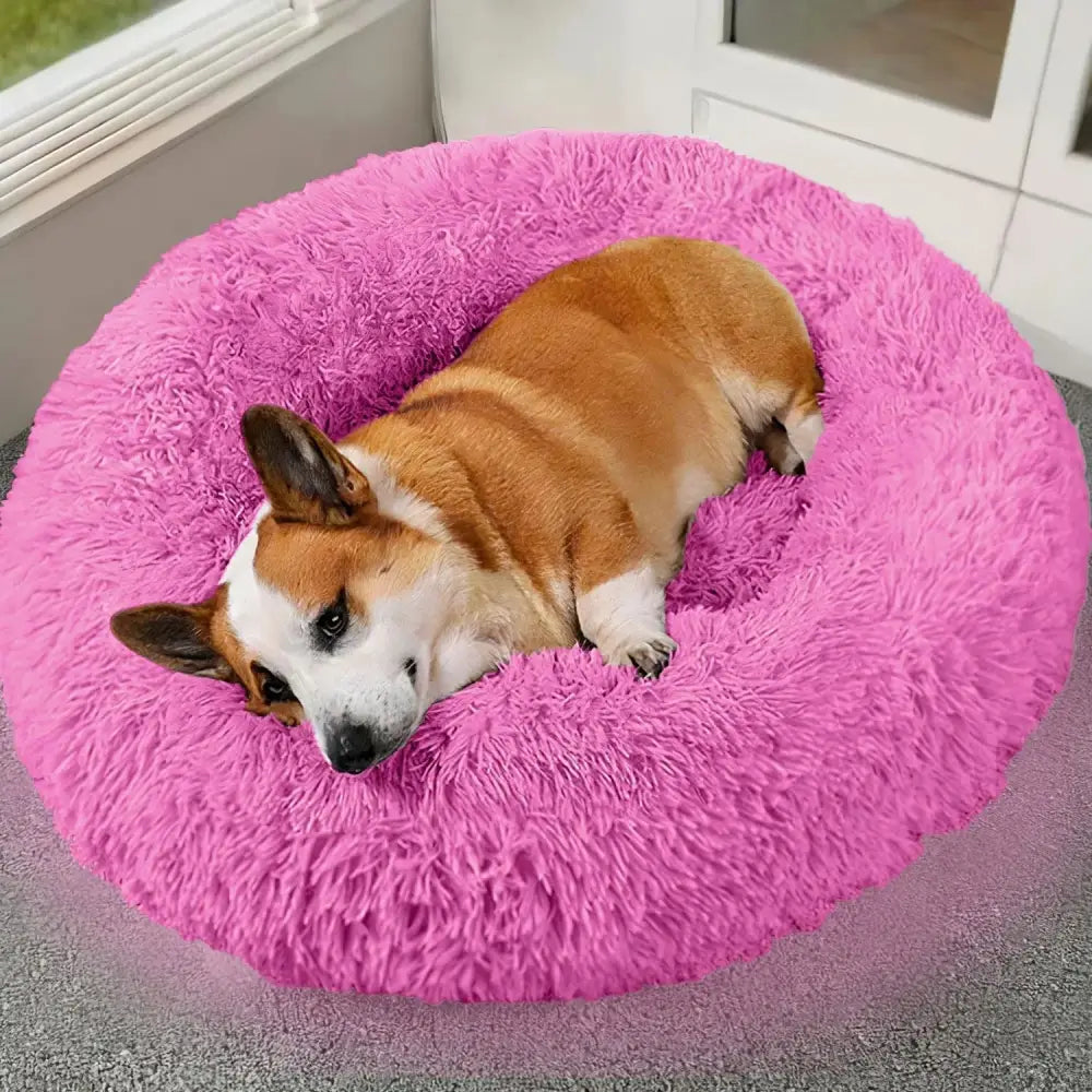 Plush Fleece Donut Pet Bed for Cats and Small Dogs